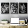 Lion and Tiger Motivational Text Posters Wall Art Canvas Prints Modern Animals Paintings Living Room Home Office Decor Pictures
