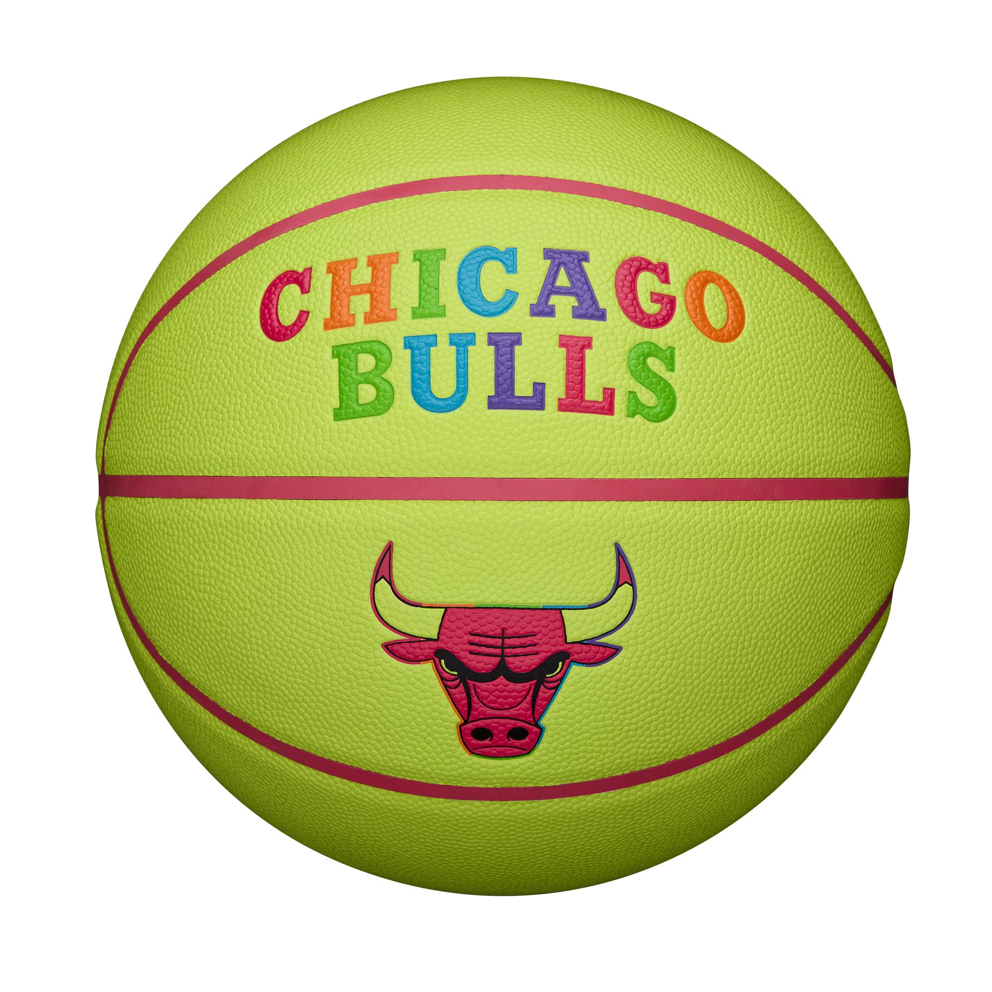 Wilson Basketball Team Neon Chicago Bulls Size 7 Ball WZ4037402XB7 Indoor/Outdoor