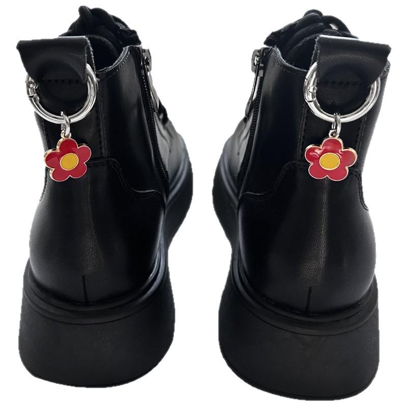2pcs Oil-Drip Flower Shoe Buckle Boots Accessory Detachable Pendant Metal Shoe Pendant Small Red Flower Metal Charm Heel Decor