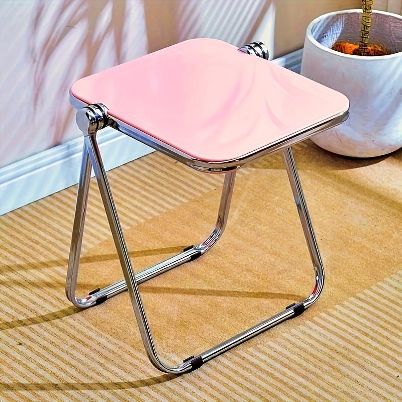 Acrylic Folding Side Table with Metal Frame, Sofa Bedside Laptop Table, Space Saving Small Coffee Table for Living Room Balcony
