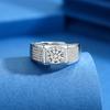 S925 Silver Luxury Wide Version Diamond Ring Exquisite Simple Gypsy Ring Platinum Simulation Diamond Domineering Men'S Open Ring