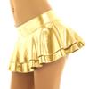 Women Low Rise Double Layered Ruffled Skirt Shiny Metallic Mini Skirt for Rave Party