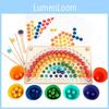 Clamp Rainbow Wooden Beads Educational Toy For Kids Skills Concentration