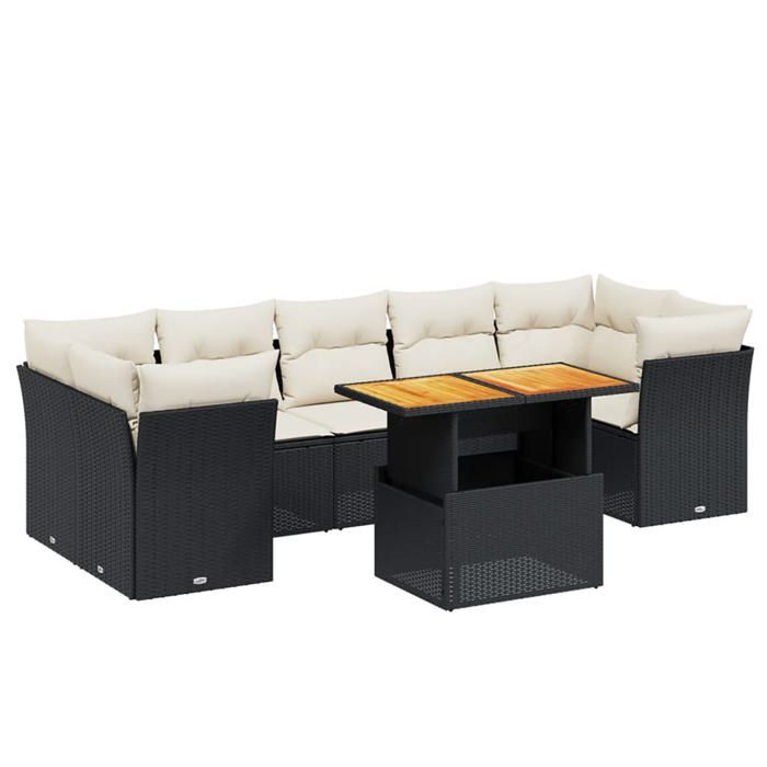 VidaXL Garden Lounge Set with Cushions 8 Pcs, Patio Sofas, Patio Furniture Set, Outdoor Furniture, Black 3270699