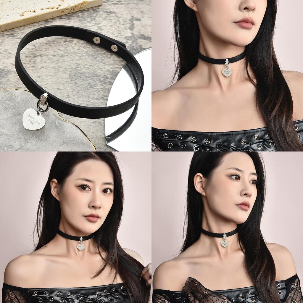 Titanium Steel Love Heart Choker Necklace With Finish For Fashion Forward Women