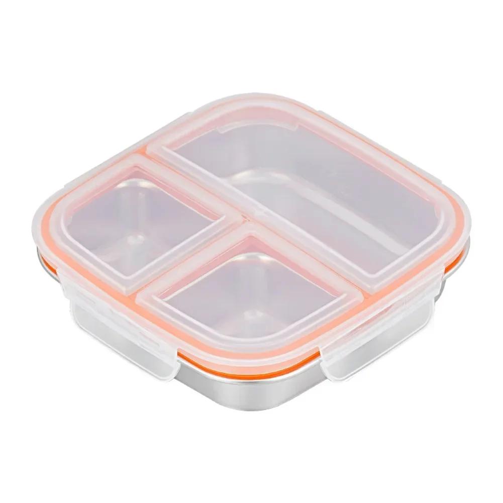 1set Stainless Steel Box With Leak-Proof Covered Four Compartment Refrigerator Storage Box Snack Container Lunch Box For Outdoor C 2150₽