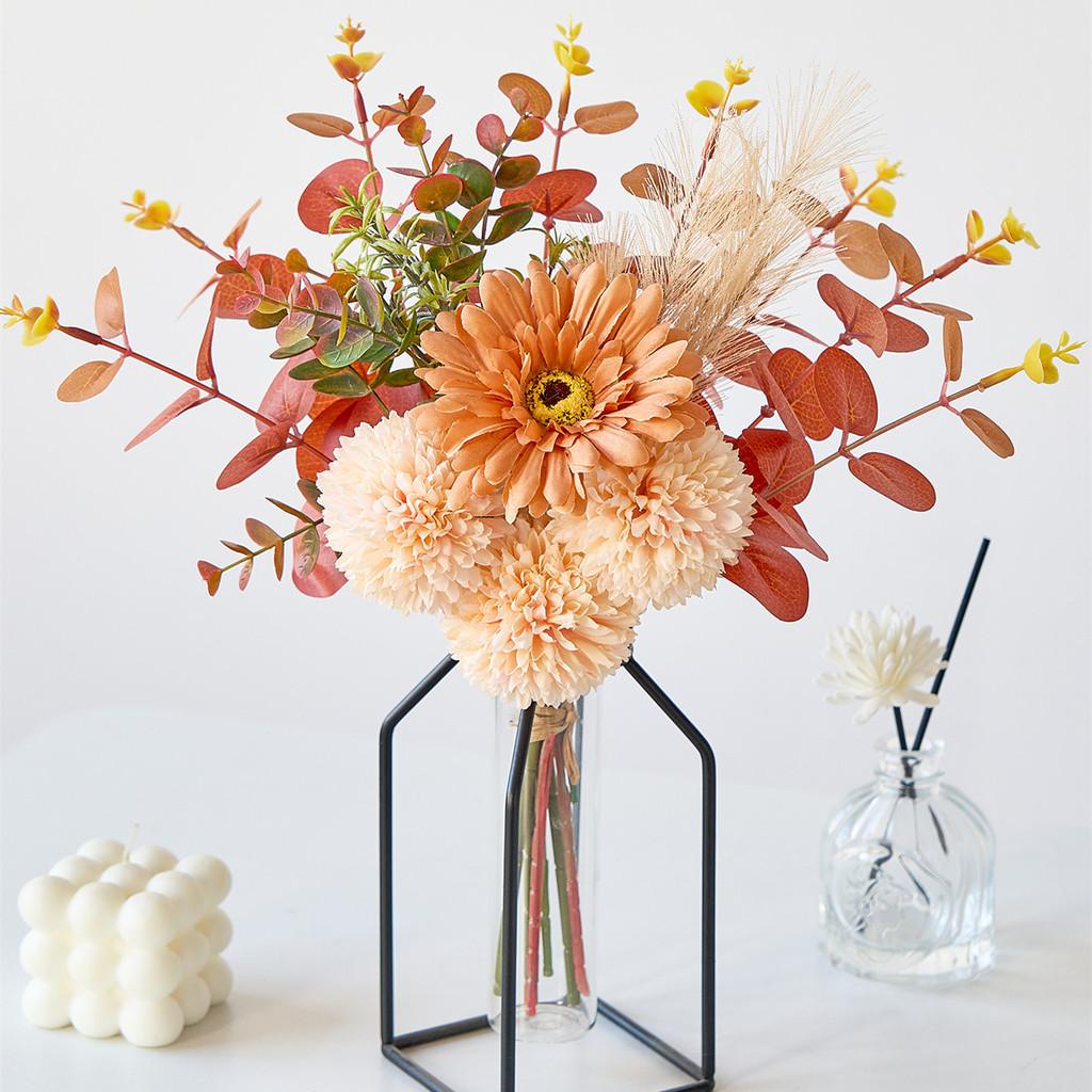 Estilo Europeo Flor Artificial Eucalipto Diente de León Peonía Hortensia Rosa Rosa de Boda Seda Arte Floral Accesorios de Fotografía Flores Simuladas