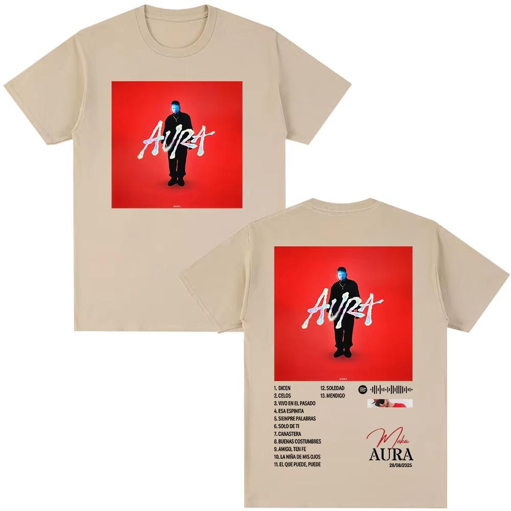 Rapper Maka Aura 2025 Tour Graphic T Shirts Men's Women Fashion Vintage T-shirts Casual Cotton Short Sleeve T Shirts Streetwear