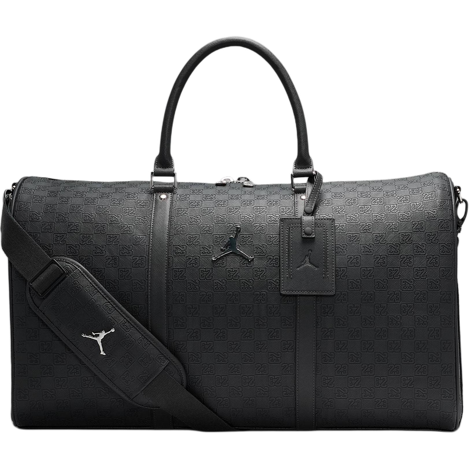 Jordan Monogram Logo Pendant Silver Hardware Polyurethane Travel Bag 40L Unisex travel bag Black HV1614-045 Black