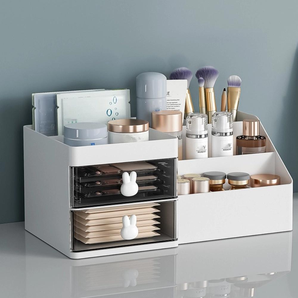 10 Compartments Cosmetic Drawer Organizer Cute Bunny Makeup Storage Case  Dressing Table
