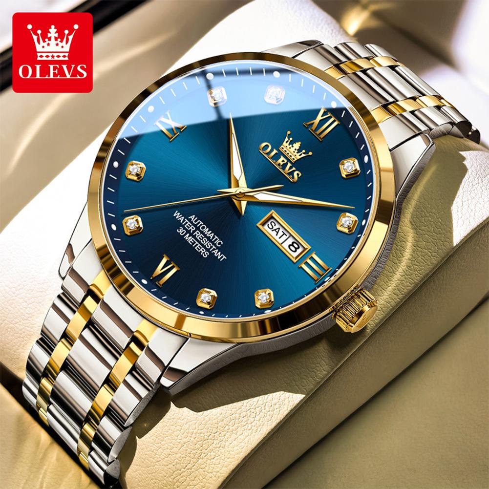 OLEVS Watches Man 9946 Original Luxury Brand Automatic Mechanical Waterproof Luminous Week Date Watches For Man Gifts Gift Box