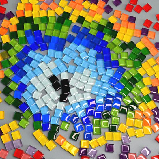 Mosaico de colores surtidos, 100 g/bolsa, 1 x 1 cm, transparente, cuadrado, pequeño, para niños y adultos, manualidades hechas a mano, proyecto de decoración, pieza de vidrio