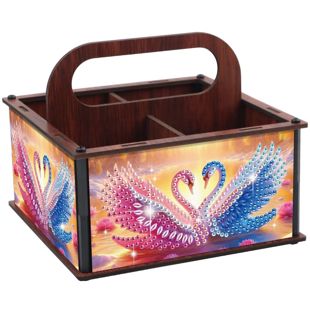 DIY Wooden Diamond Painting Kits Organizer Box Makeup Brush Organizer Home Dining Living Room Tabletop Art Decoration