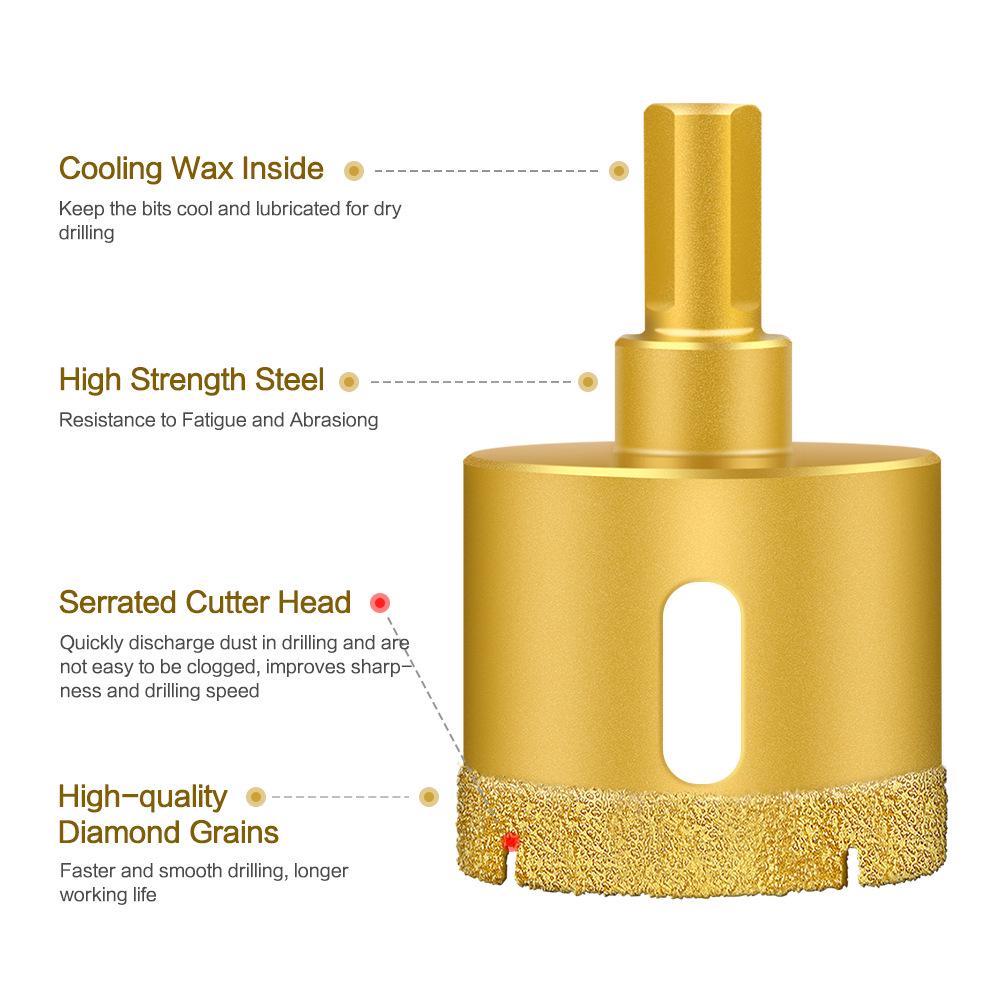 Multifunctional Dry Tile Drill Bit for Marble, Granite, Glass, and Vitrified Tile