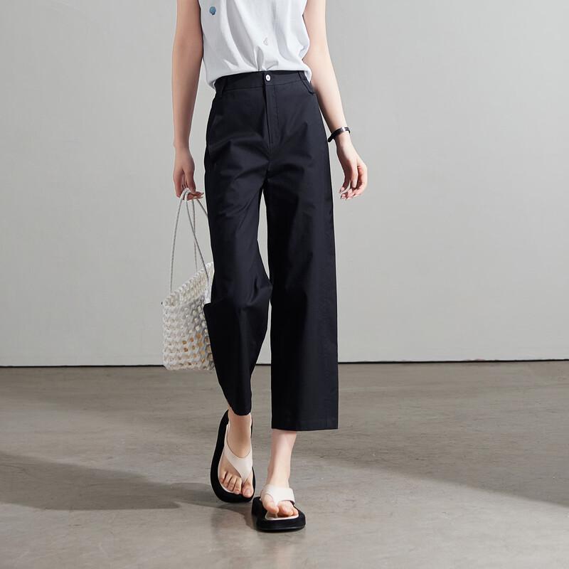 SOFSIL Women's High-Waisted Wide-Leg Cropped Pants