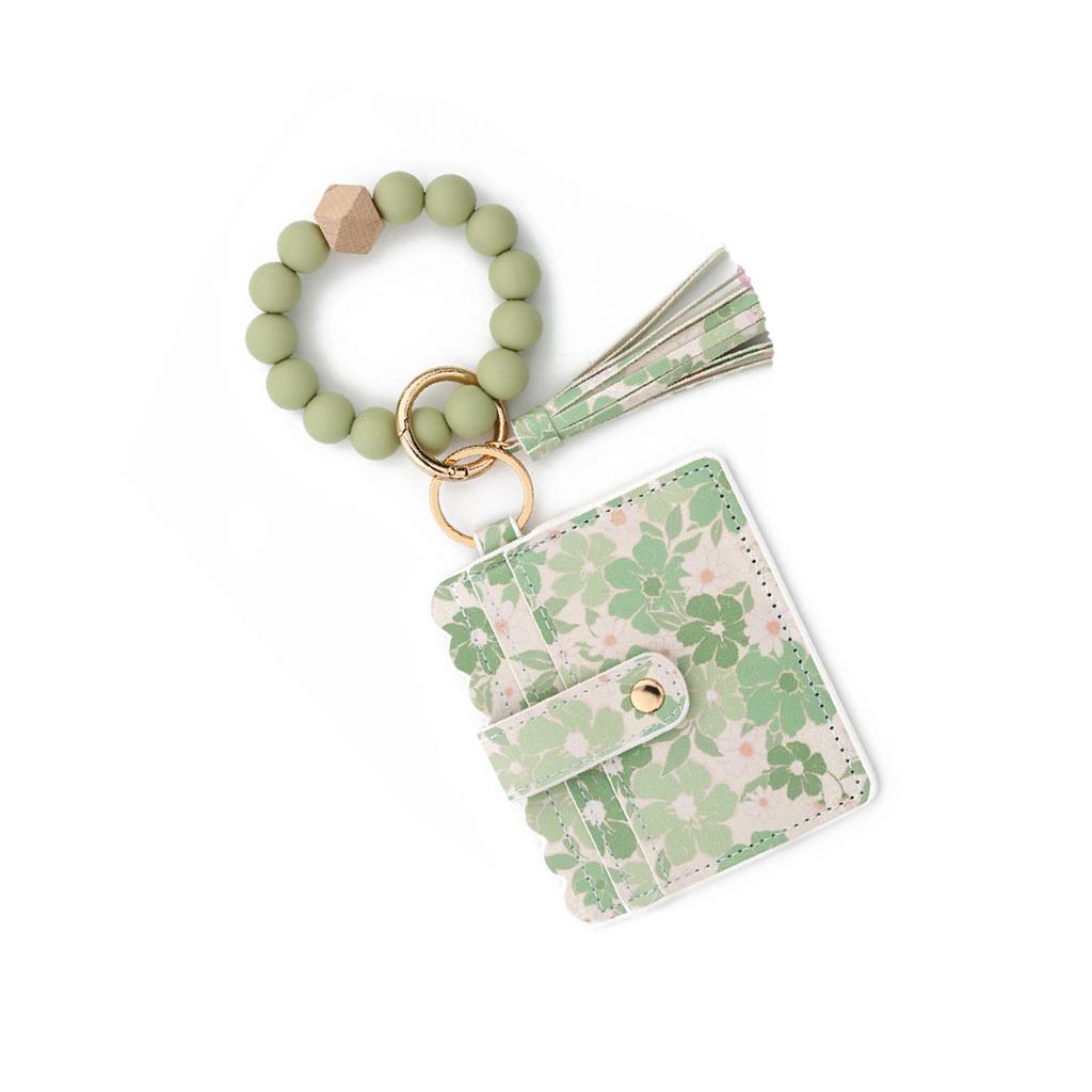Wristlet Keychain Wallet Credit Card Holder Keyring Keychain Thin Purse Bangle Tassels Key Rings for Women Girls Gift