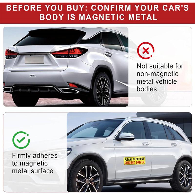 3 Peças Adesivo Magnético para Motorista Estudante para Carro Por Favor Tenha Paciência Placas de Segurança para Estudantes Adolescente Novato Motorista Iniciante Para-choque