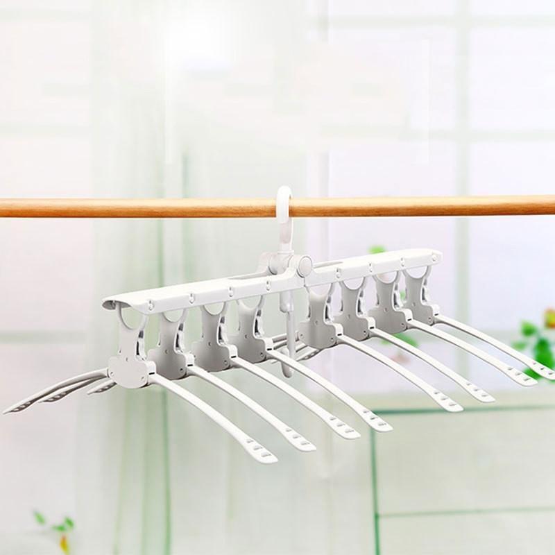 New Multifunctional Retractable Hanger Rack Folding Plastic Clothes Hanger Closet Clothing Storage Rack Drying Rack Color Random