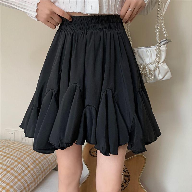 Women Skirts Summer Solid A-line Ball Gown Y2K Skirt Versatile Casual Sweet Preppy Style Mini Skirt Female