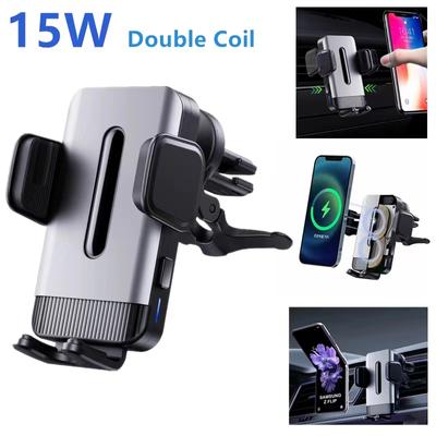 15w rychlé bezdrátové nabíječky Držák na telefon do auta Double Coil Nabíjecí stanice pro Samsung Galaxy S21 Ultra Flip4 S10 9 Iphone12 13 14