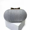 Pleated Butterfly Goose Egg Evening Bag Oval,Round Ladies Clutch Banquet Dress Chain Evening Bag