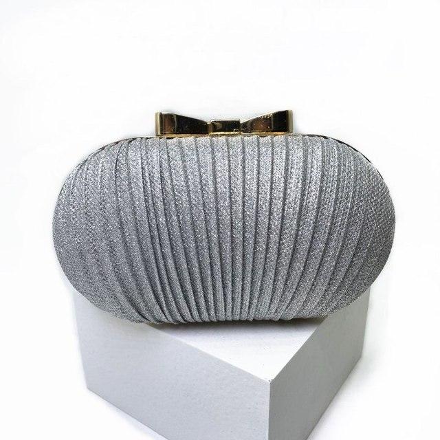 Pleated Butterfly Goose Egg Evening Bag Oval,Round Ladies Clutch Banquet Dress Chain Evening Bag