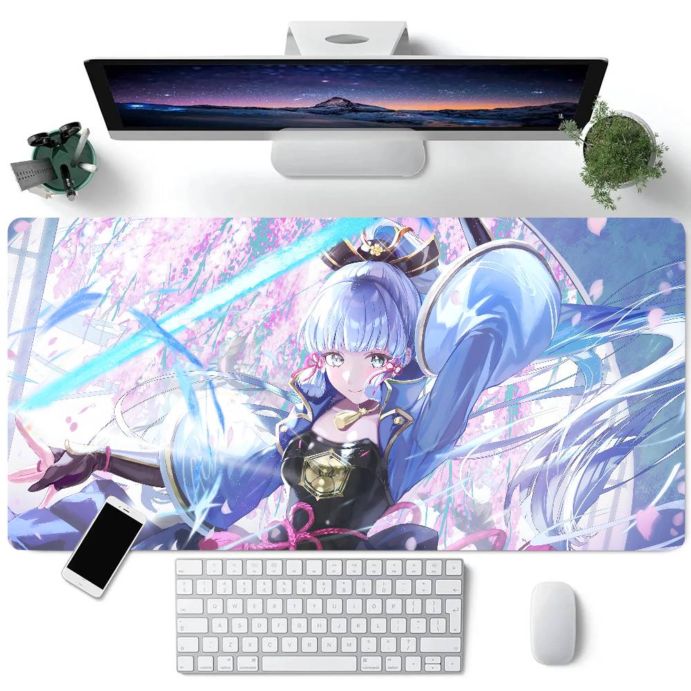 Genshin Impact Anime Kamisato Ayaka Mouse Pad Large Gaming Keyboard Mat LockEdge Rubber Computer Office Accessories