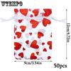 50pcs Valentine's Day Party Drawstring Bag Heart Gift Bags Jewelry Pouches Pouch Drawstring Bags for Jewelry Packaging Valentine's Day Gift Bag