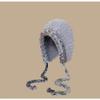 Cute lamb warm hat women's autumn and winter cold-proof plush knitted ear hat outdoor pullover hat