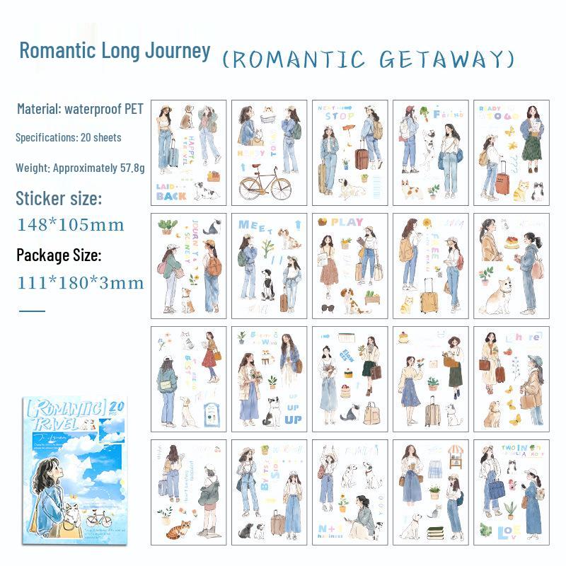 ZABC PET Вырубная книжка со стикерами: Серия «В погоне за обыденным» - 20 листов коллажных стикеров «Жизнь персонажей»