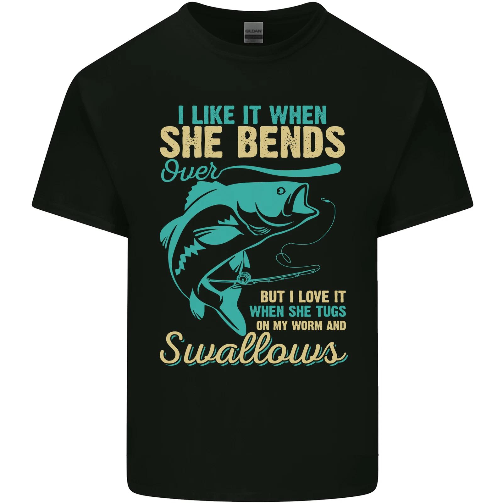 She Bends Over Rude Fishing Funny Kids T-Shirt Childrens L
