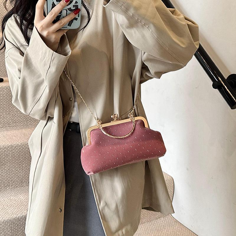 Luxury Design Women's Evening Clutch Purse Dinner Party Ladies Small Clip Shoulder Bag Handbags Retro Female Chain Crossbody Bag KTB