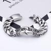 Men's Titanium Steel Bracelets with Personalized Retro Punk Style Patterns and Portrait Castings ,featuring Decorative Borders.