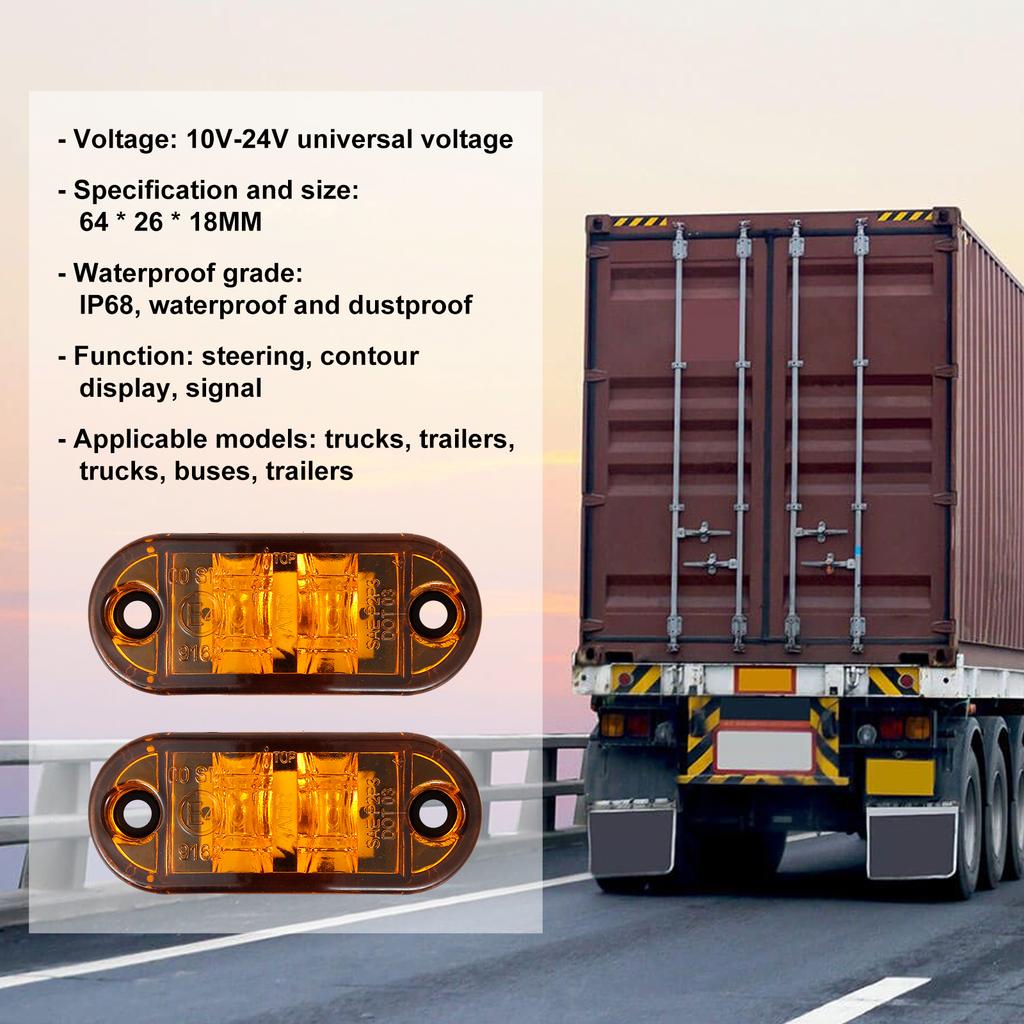 10 Pack Durable Led Side Marker Lights for Trailer Trucks Caravan Side Clearance Marker Light Lamp Led Yellow 12V 24V LED