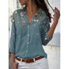Printed LapelShort-sleeved Loose Top Print Lapel Short sleeve Loose Button Top