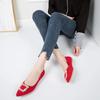 Fashion Wedding Bride Shoe Red Woman Flats Low Heel Elegant Square Buckle Slip On Stylish High Quality Fashion Popular Shoes for Women