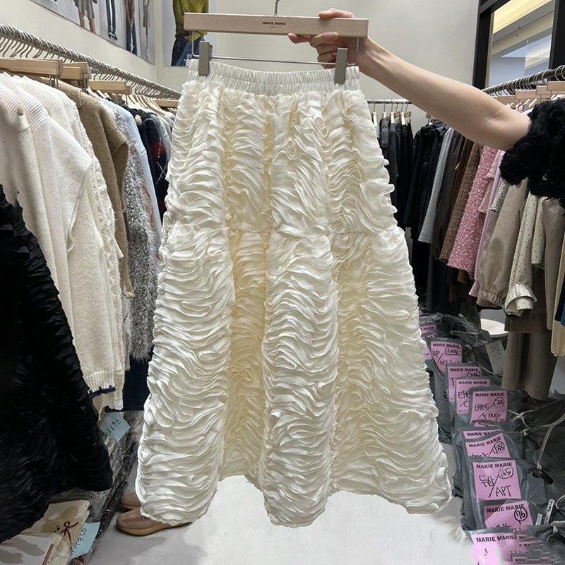 South Korea Dongdaemun purchasing autumn clothing new women s clothing elastic waist lady multi-layer fungus edge skirt tide One size fits all абрикосовый