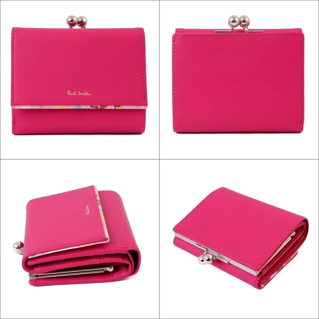 Paul Smith Petal Print Trim Bifold Clasp Wallet in Pink