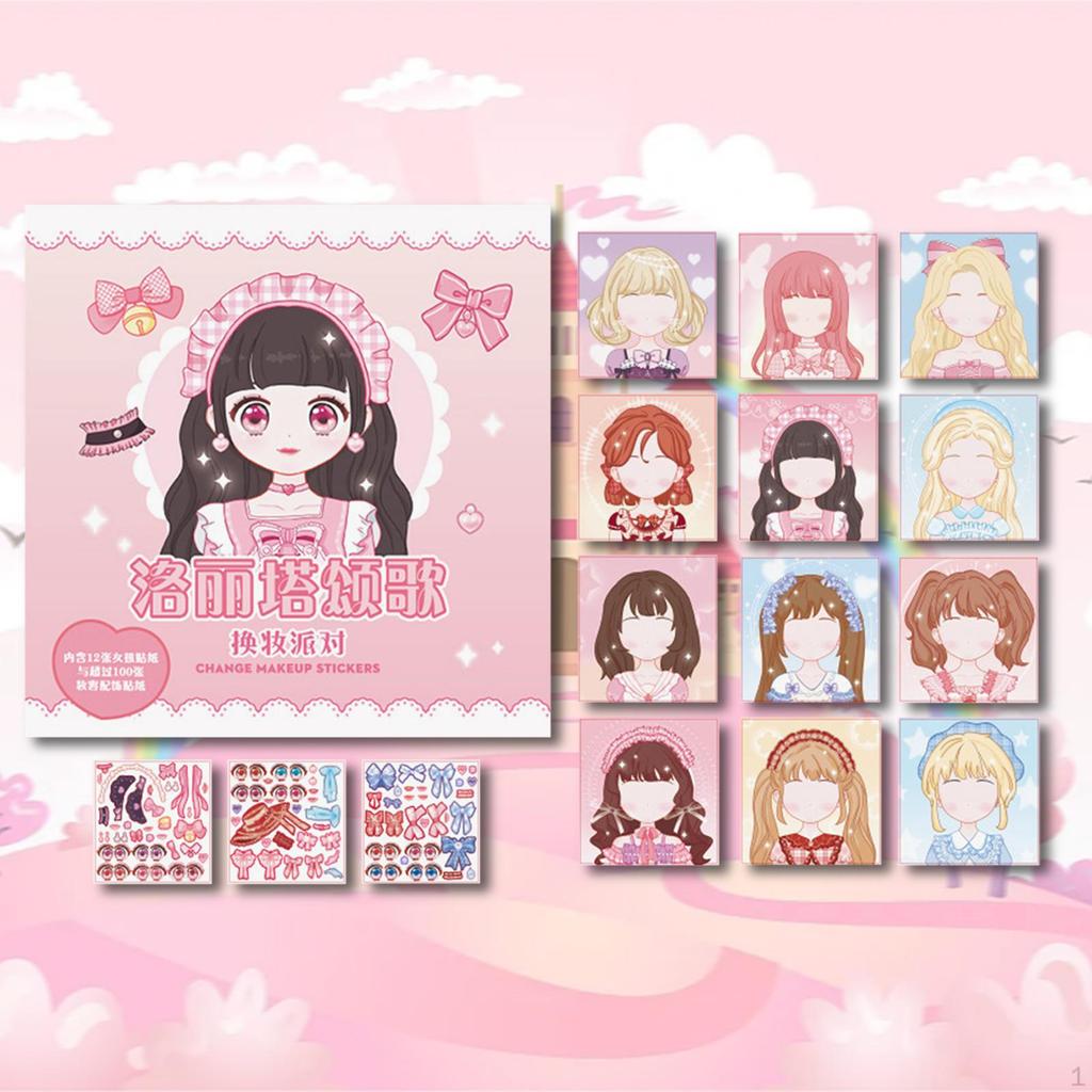 Create A Colorful Sticker Book with 12 Pages of Face Makeup Stickers. Funny, Creative, Dress Up
