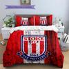 Stoke City FC Muster Bettwäsche Bettdecken-Set Heimdekoration Geschenk (1 Bettbezug + 2 Kissenbezüge (ohne Füllung))
