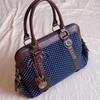 Bolso de Mano Retro Coreano de Lunares, Maletín Grande Multiusos de Patchwork de Cuero, Bolso Estilo Dulce Bonito, Bolso Casual para el Trabajo