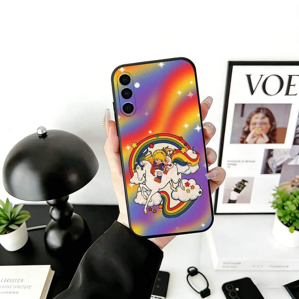 

Cute Retro Rainbow Pony Phone Case For Samsung Galaxy A73,A72,A71,A70,A53,A52,A51,Soft Silicone Black Cover Samsung a70