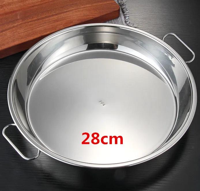 304 Stainless Steel Plate tray Noodle Plate Flat Steamed big Large Size Meal Plate Dual Handle Dough dishes and plates sets dish