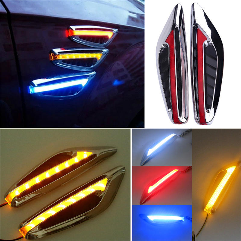 Pair(2Pieces) Universal Blade Steering Light Fender Side Marker Light Car Led Turn Signal Lamps Yellow Red Blue White