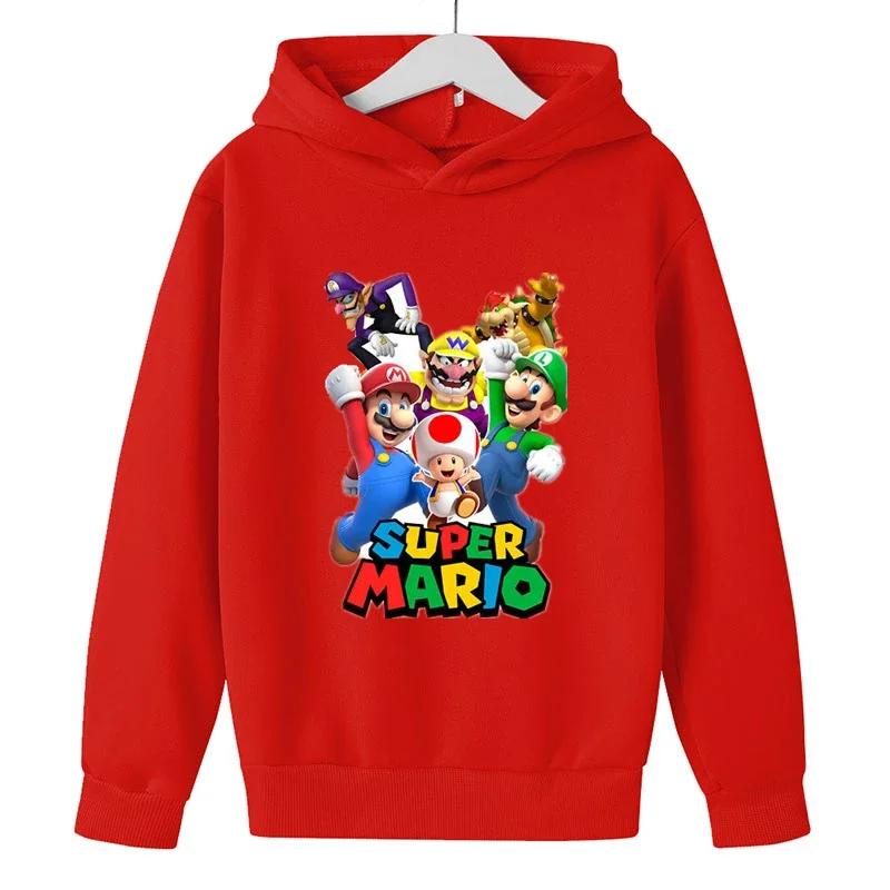 MINISO Girls Game Mario bros Hoodies Kids Baby Child Cartoon Tops Spring Children Long Sleeve Print Sweatshirt Autumn Boys Pullovers