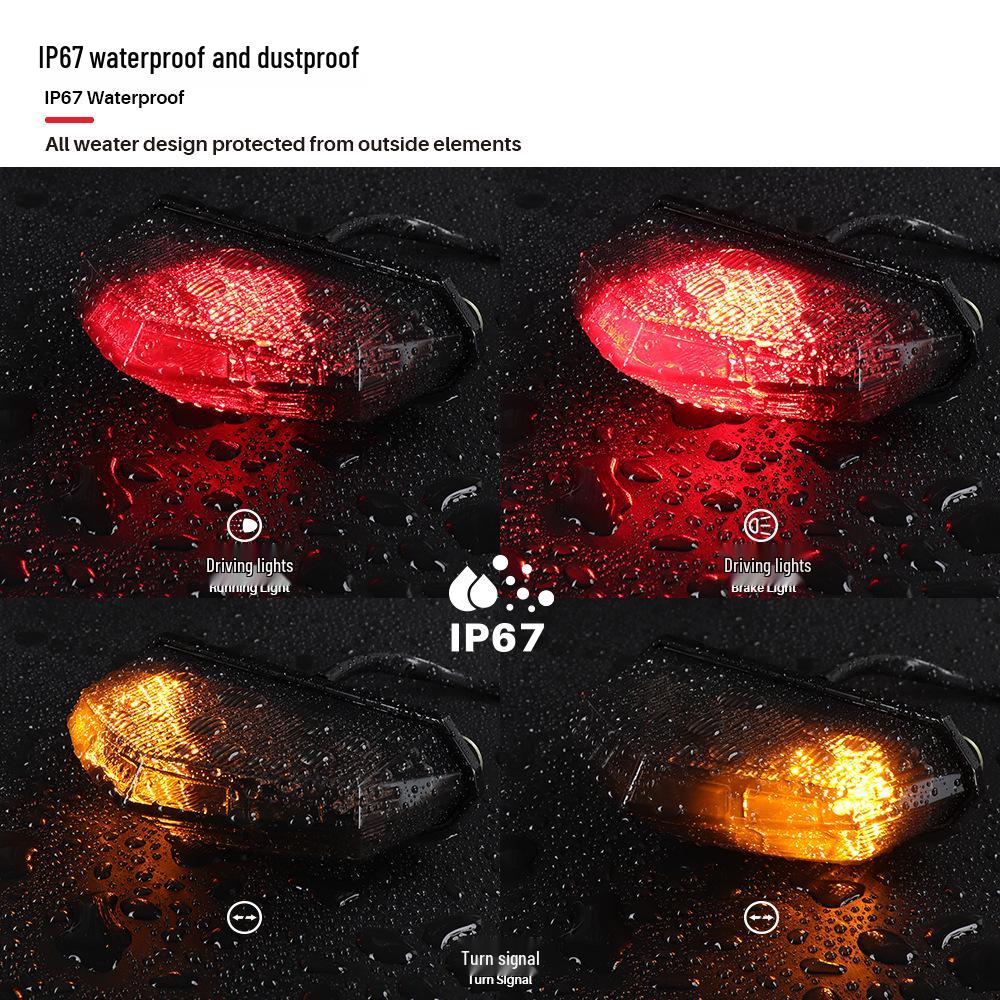 LED Rear Taillights with Turn Signals for Large-Displacement and Off-Road Motorcycles