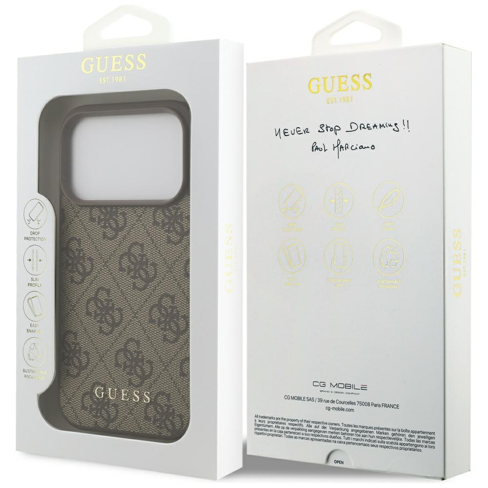 Guess 4G Classic Case for iPhone 17 Pro Brown