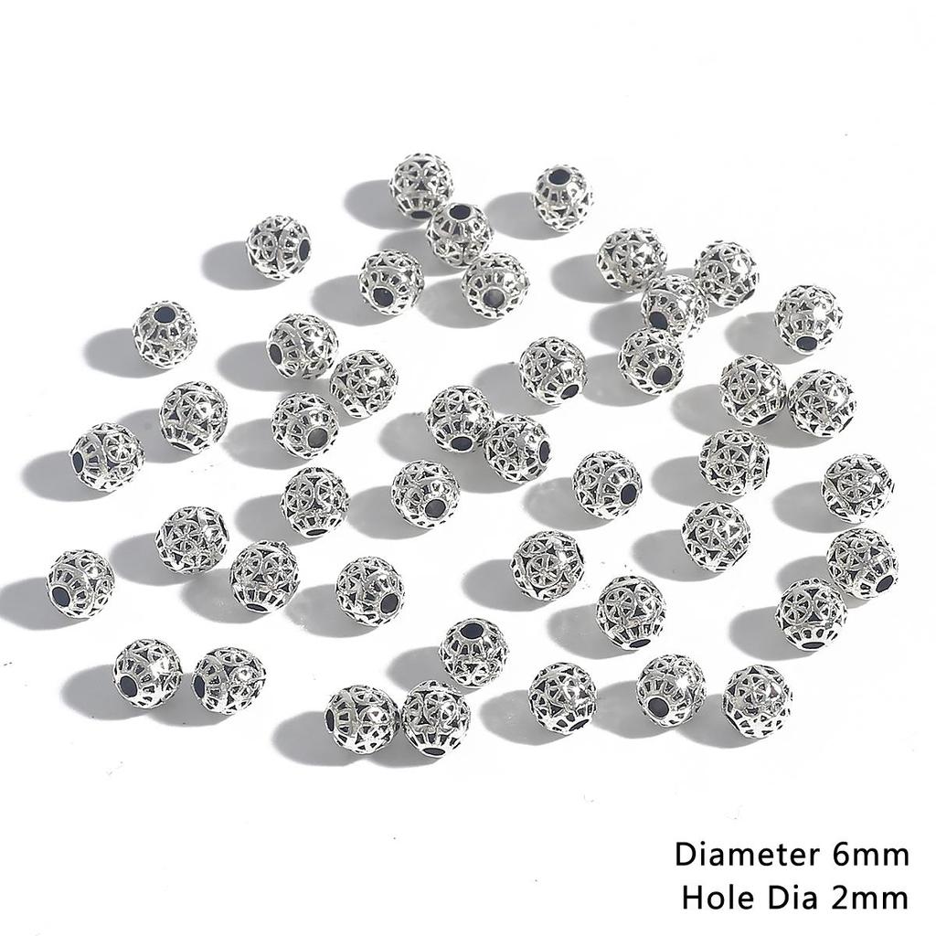 6 mm 20 stk hule antikk sølv vintage metallperler for DIY smykker