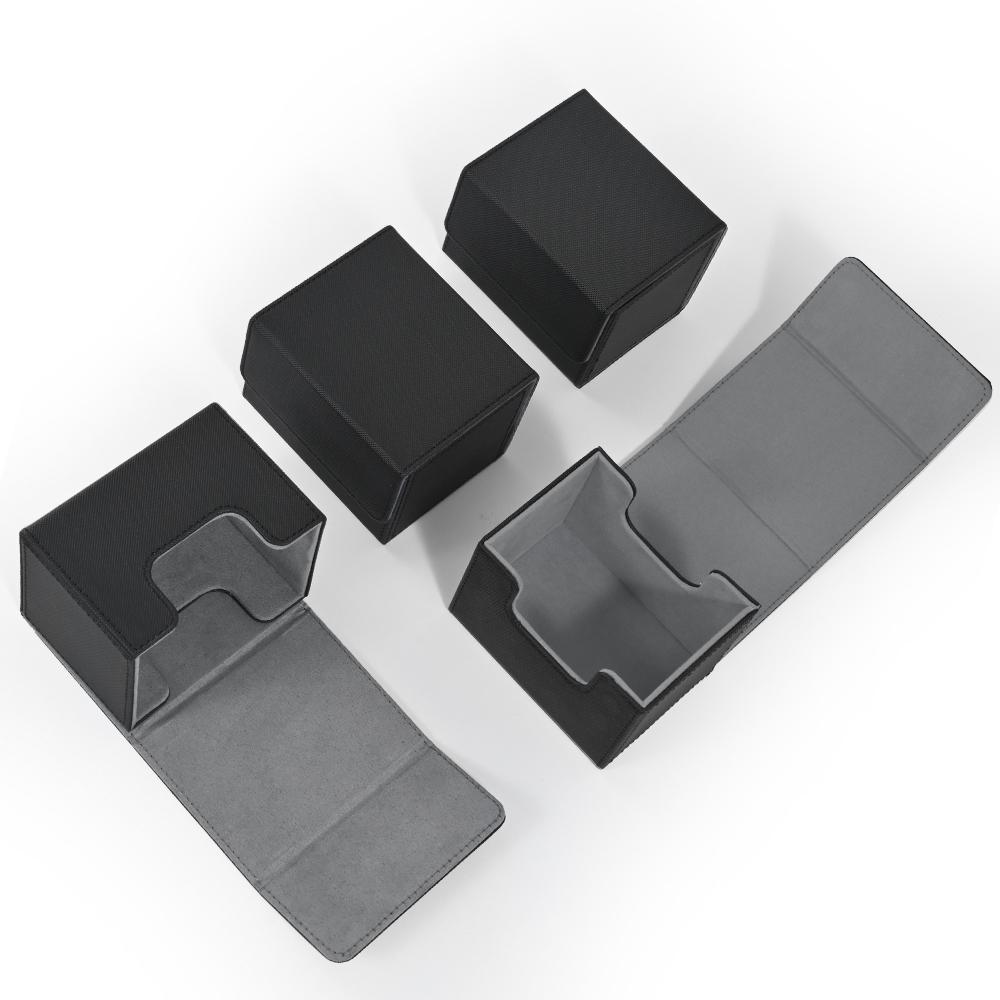 Card Deck Box 4 pack , holds 100+ single Sleeved Cards, PU Leather Strong Magnetic Closure card box for TCG Cards