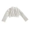 Women's Lace High Neck Crop Top Shirt Oktoberfest Style Sheer Mesh Blouse Three Quarter Sleeve Festival Shirt